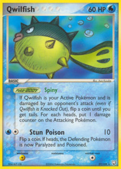 Qwilfish Pokemon card from EX Team Rocket Returns