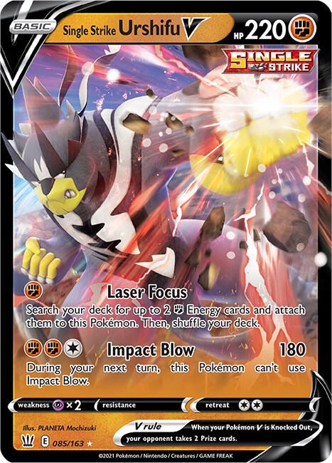 Single Strike Urshifu V Pokemon card from SWSH05: Battle Styles