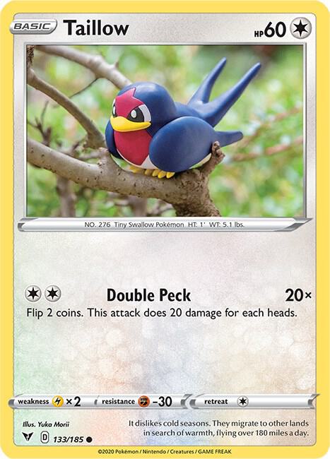 Taillow Pokemon card from SWSH04: Vivid Voltage