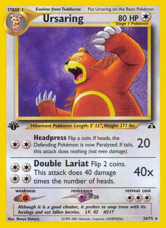 Ursaring (34) Pokemon card from Neo Discovery