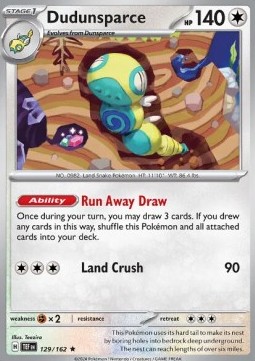 Dudunsparce Pokemon card from Temporal Forces