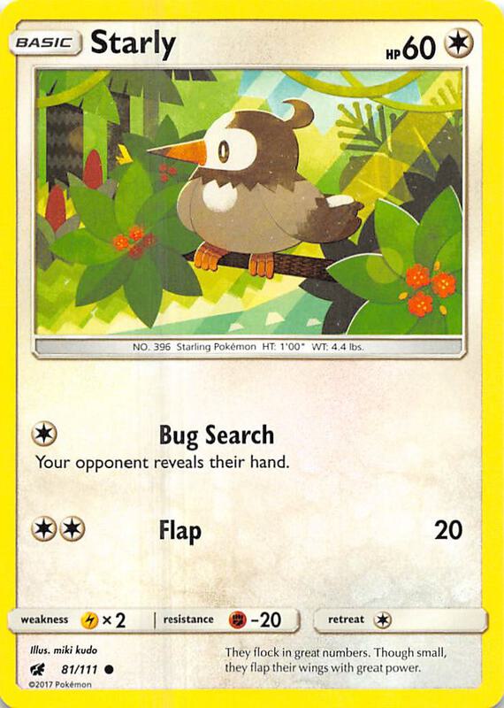 Starly Pokemon card from SM - Crimson Invasion