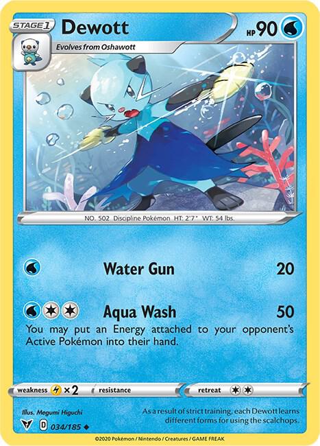 Dewott Pokemon card from SWSH04: Vivid Voltage