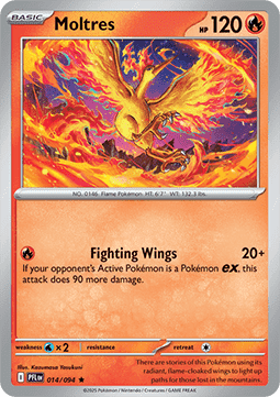 Moltres Pokemon card from Phantasmal Flames
