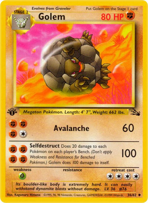 Golem Pokemon card from Fossil