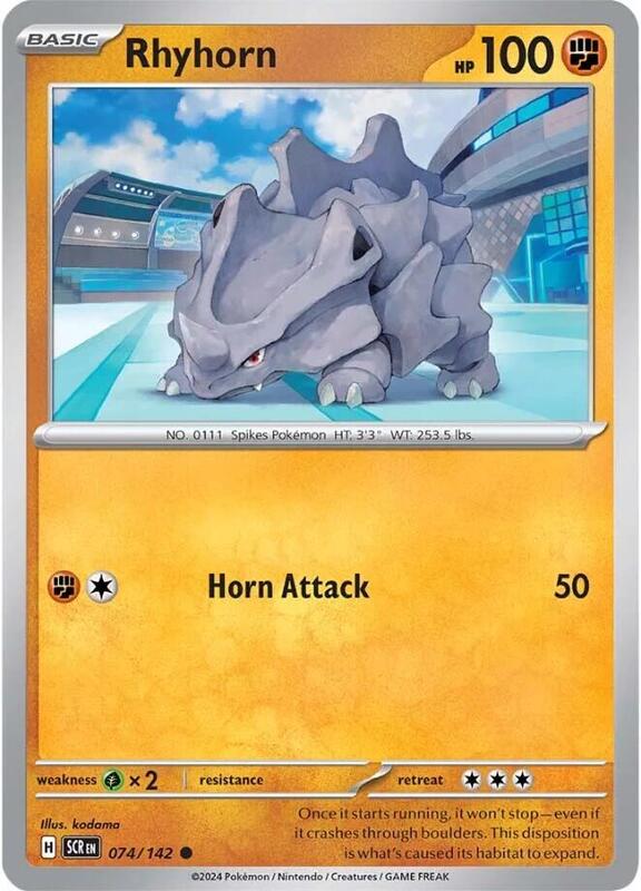 Rhyhorn Pokemon card from SV07: Stellar Crown