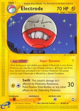 Electrode Pokemon card from Aquapolis
