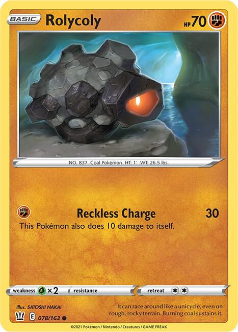 Rolycoly Pokemon card from SWSH05: Battle