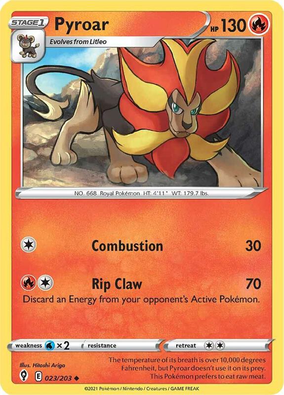Pyroar Pokemon card from SWSH07: Evolving Skies