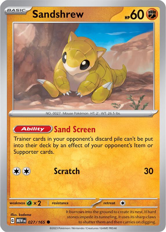 Sandshrew Pokemon card from SV: Scarlet & Violet 151