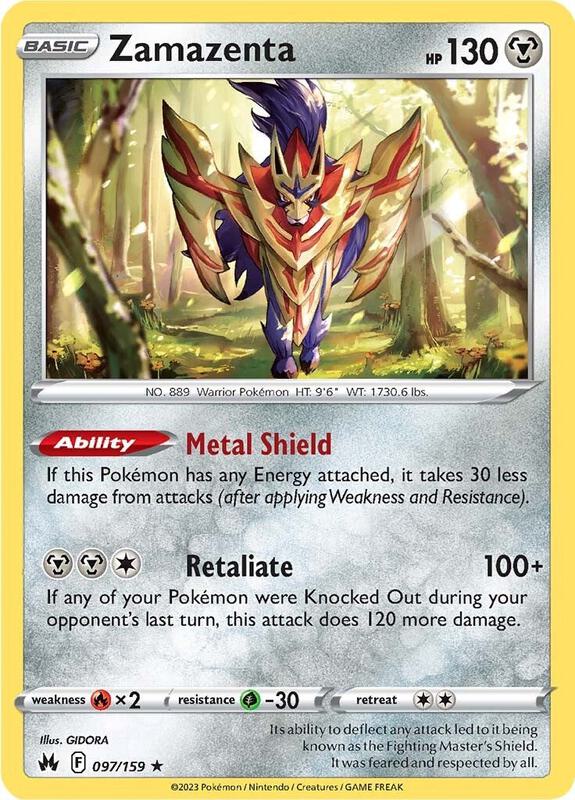 Zamazenta Pokemon card from Crown Zenith