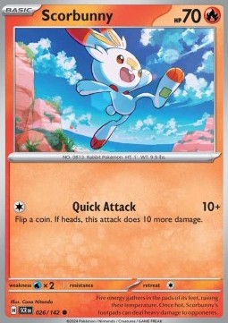 Scorbunny Pokemon card from Stellar Crown