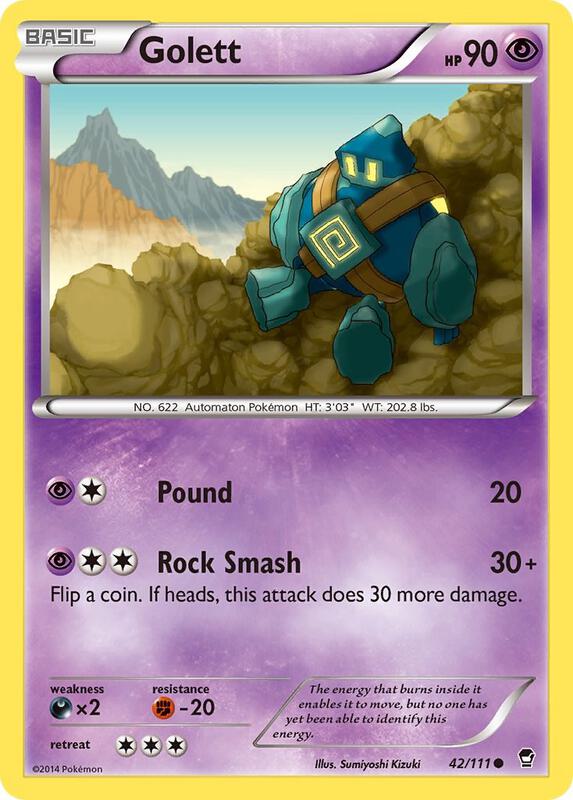 Golett Pokemon card from XY - Furious Fists