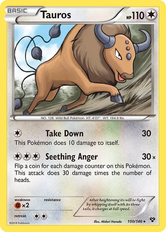 Tauros Pokemon card from XY Base Set