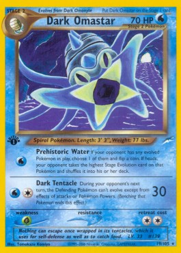 Dark Omastar Pokemon card from Neo Destiny