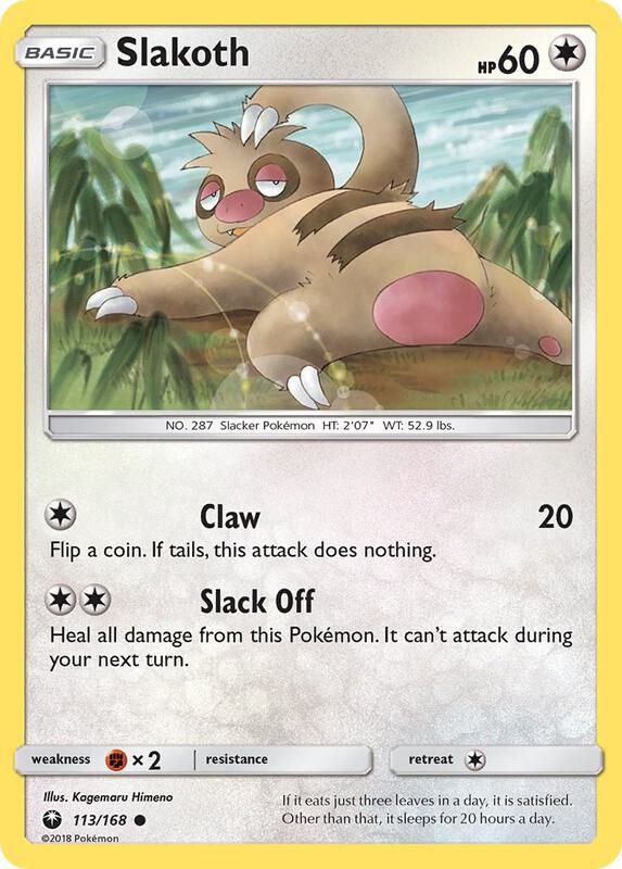 Slakoth Pokemon card from SM - Celestial Storm