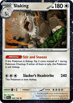 Slaking Pokemon card from Paldea Evolved