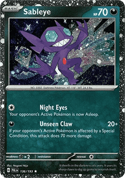 Sableye Pokemon card from Paldea Evolved