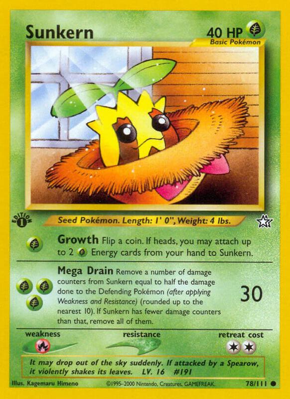 Sunkern Pokemon card from Neo Genesis