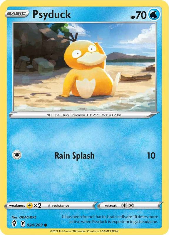 Psyduck Pokemon card from SWSH07: Evolving Skies