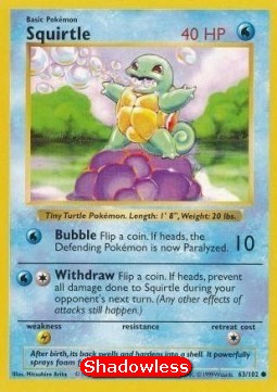 Squirtle Pokemon card from Base Set