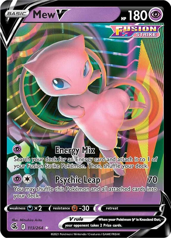 Mew V Pokemon card from SWSH08: Fusion Strike