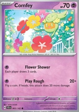 Comfey Pokemon card from Stellar Crown