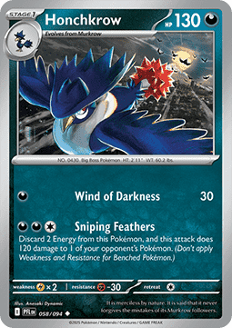 Honchkrow Pokemon card from Phantasmal Flames