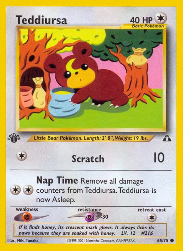 Teddiursa Pokemon card from Neo Discovery