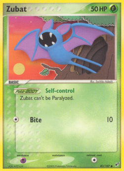 Zubat Pokemon card from EX Deoxys