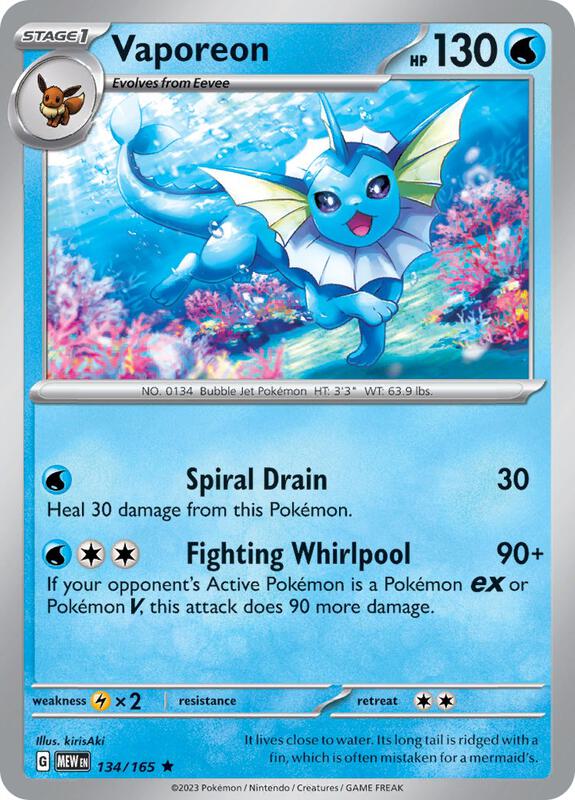 Vaporeon Pokemon card from SV: Scarlet & Violet 151