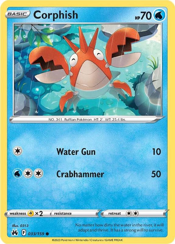 Corphish Pokemon card from Crown Zenith