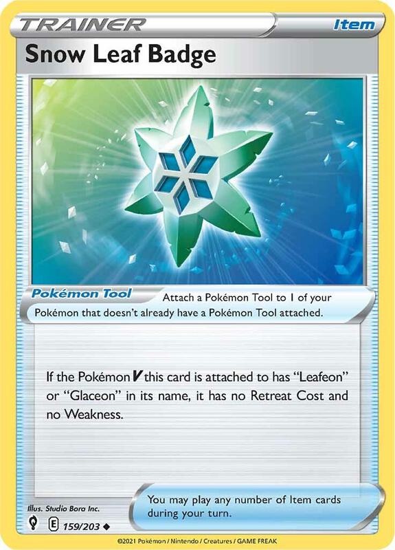Snow Leaf Badge Pokemon card from SWSH07: Evolving Skies