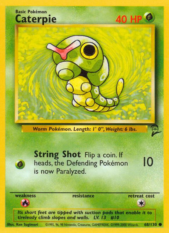 Caterpie Pokemon card from Base Set 2