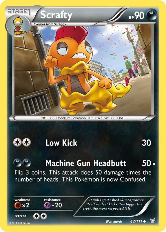 Scrafty Pokemon card from XY - Furious Fists