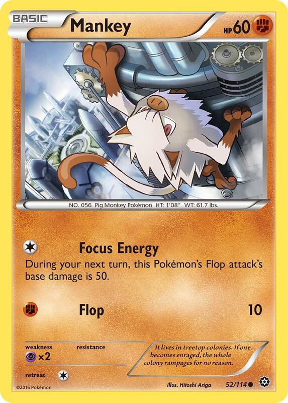 Mankey Pokemon card from XY - Steam Siege