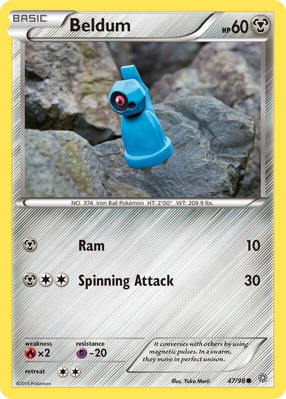 Beldum Pokemon card from XY - Ancient Origins