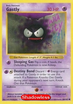 Gastly Pokemon card from Base Set