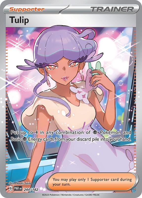 Tulip Pokemon card from SV04: Paradox Rift
