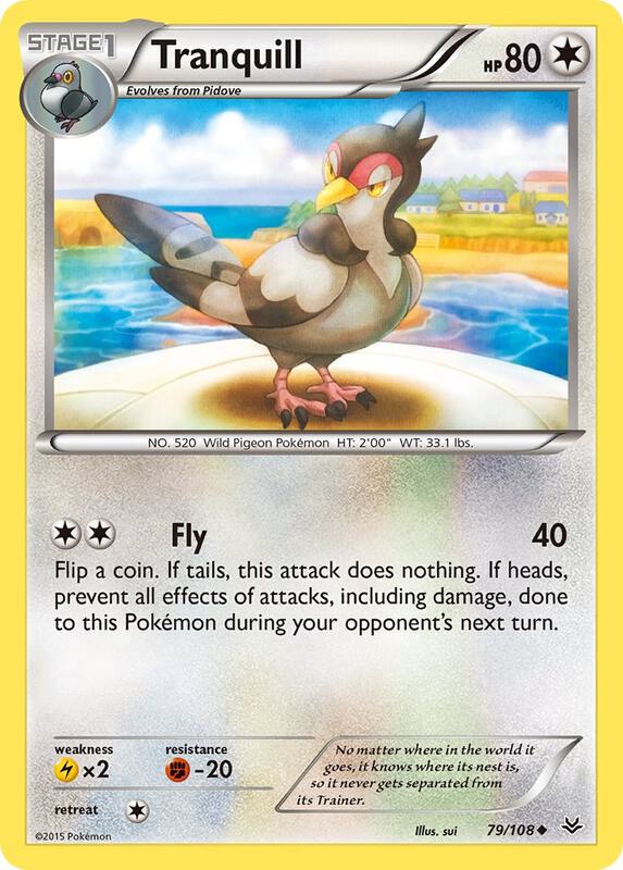 Tranquill Pokemon card from XY - Roaring Skies