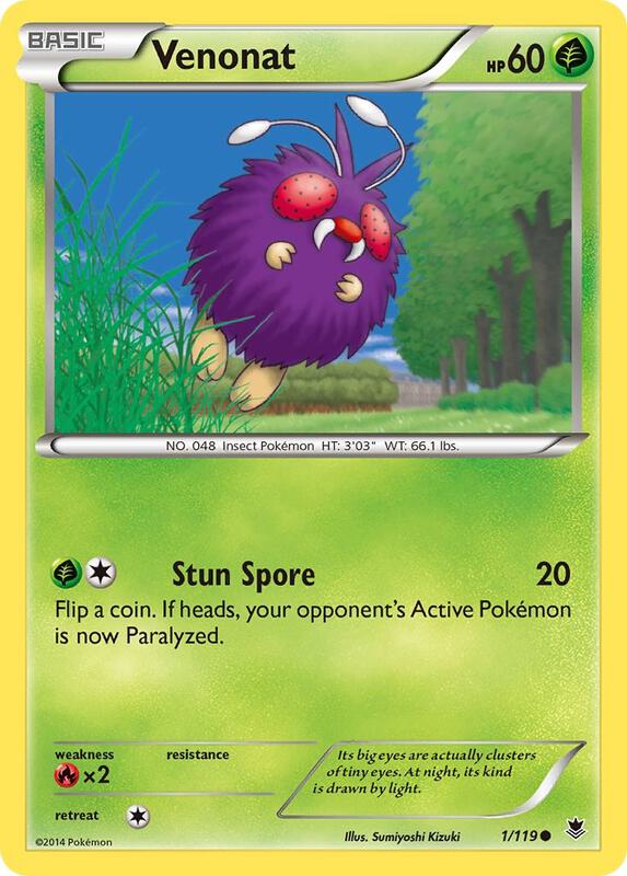 Venonat Pokemon card from XY - Phantom Forces