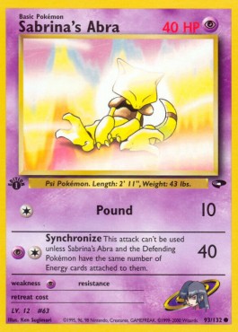 Sabrina's Abra Pokemon card from Gym Challenge