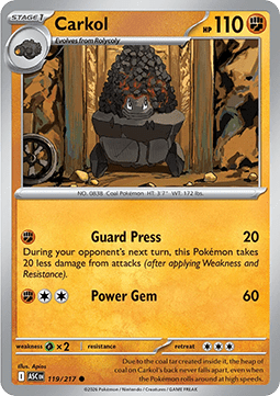 Carkol Pokemon card from Ascended Heroes