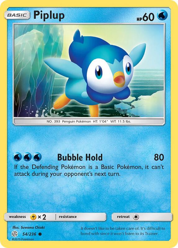 Piplup Pokemon card from SM - Cosmic Eclipse