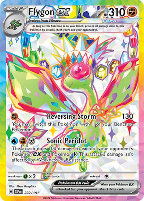 Flygon ex Pokemon card from SV08: Surging Sparks