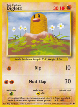 Diglett Pokemon card from Base Set