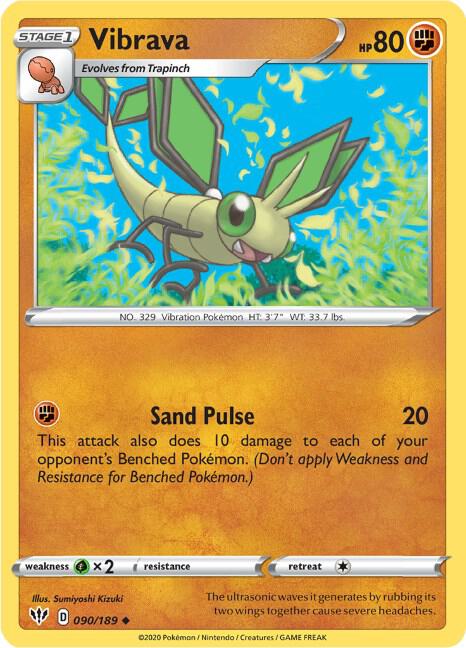 Vibrava Pokemon card from SWSH03: Darkness Ablaze
