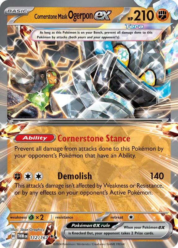 Cornerstone Mask Ogerpon ex Pokemon card from SV06: Twilight Masquerade