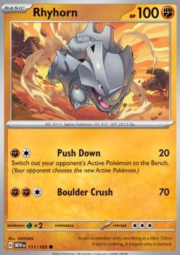 Rhyhorn Pokemon card from 151