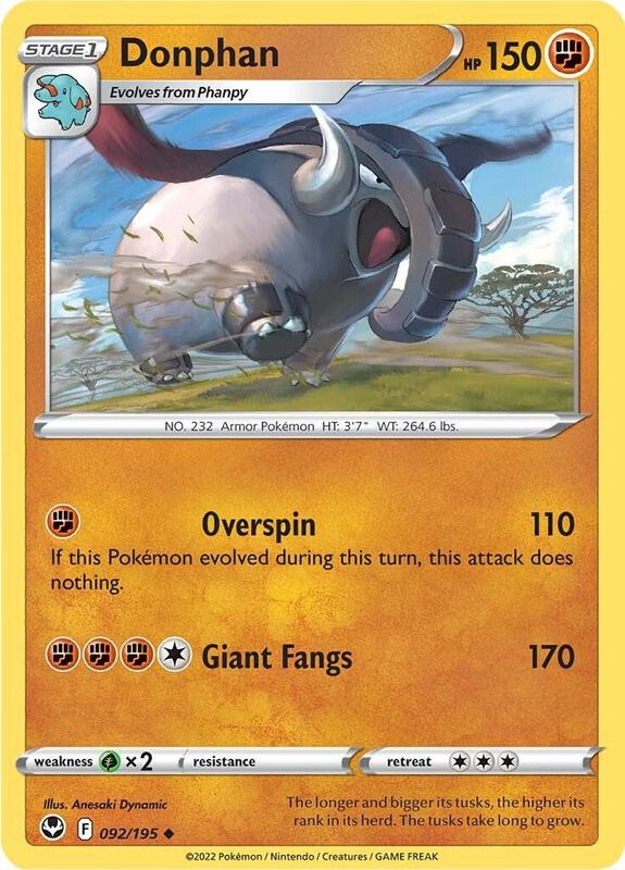 Donphan Pokemon card from SWSH12: Silver Tempest
